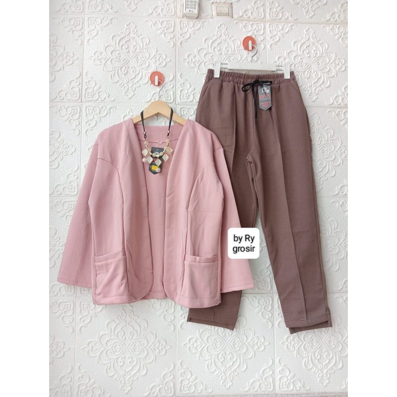 Setelan Wanita Blazer Polos Celana Paraguay Jumbo