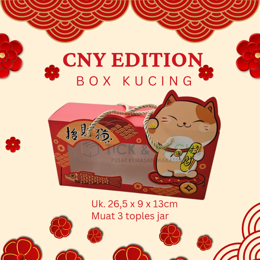

[ Isi 5 ] Imlek CNY 26.5 x 9 x 13 CM Kemasan Dus Imlek CNY Kucing Cat Kemasan Kue Packaging Box Kotak Kue Karton
