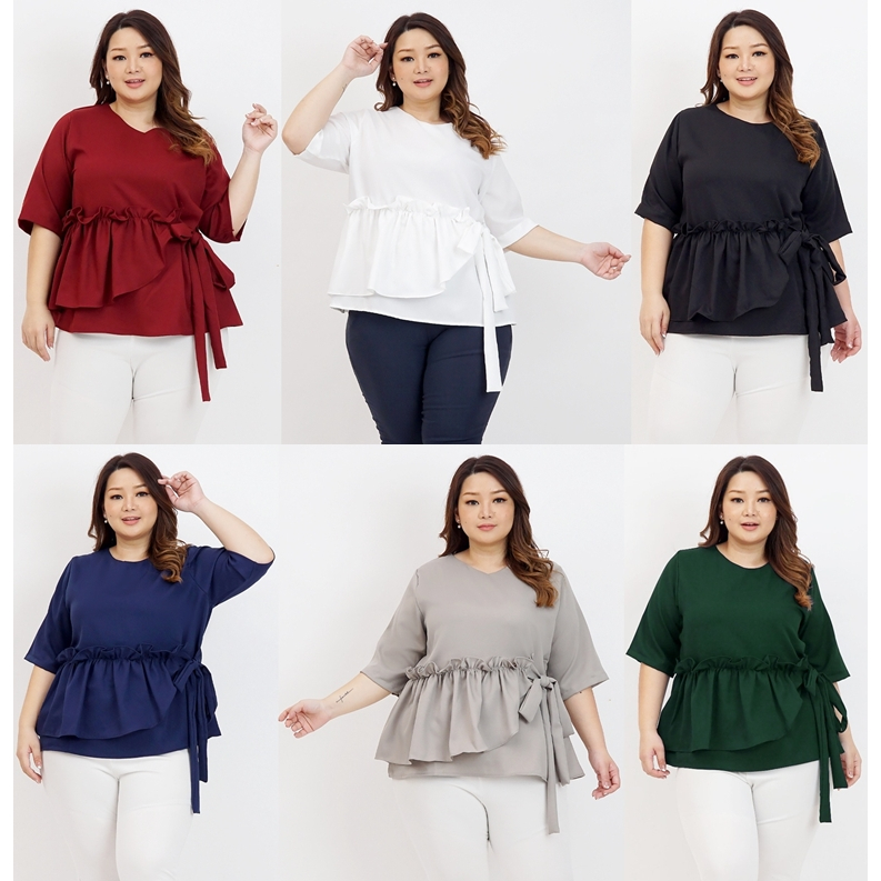 BAJU BLOUSE FASHION ATASAN WANITA JUMBO BIG SIZE OVERSIZE LD 120cm XXL XXXL 013 BAJU HAMIL KERJA KAN