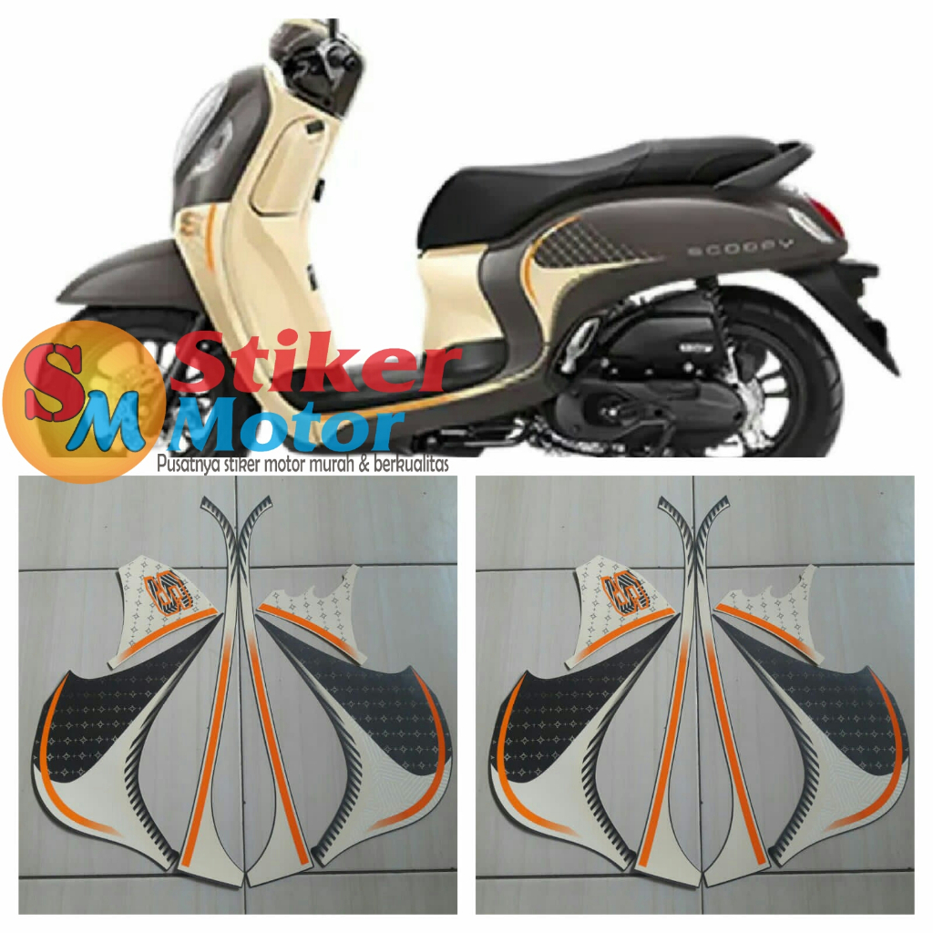 sticker striping motor honda scoopy fashion 2023 matte brown