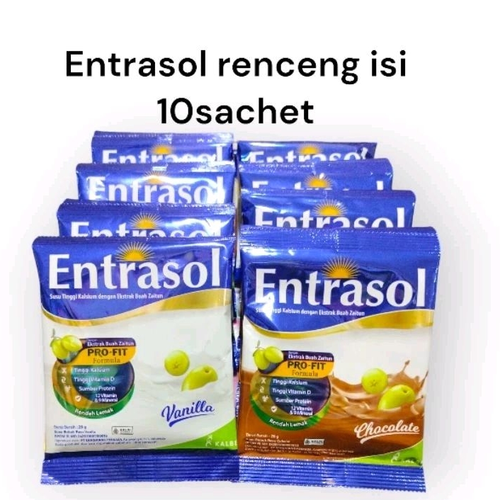 

ENTRASOL susu bubuk renteng isi 10 sachet/entrasol susu bubuk tinggi kalsium dengan ekstrak buah zaitun