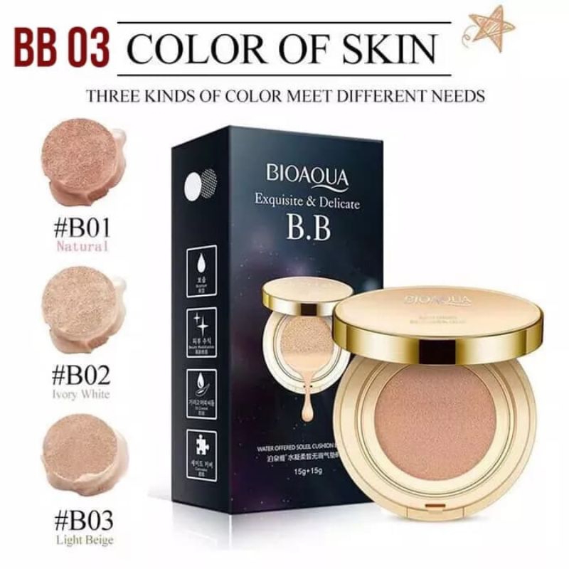 Ready BIOAQUA Plus Refill BB Gold Cushion 2in1 + Refill BB Gold Cushion Light Beige