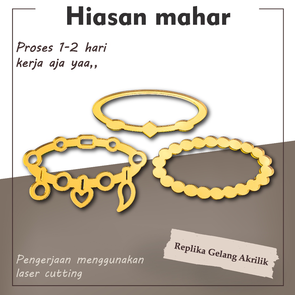 Replika Perhiasan Replika Gelang Emas Akrilik Gold | Hiasan Mahar
