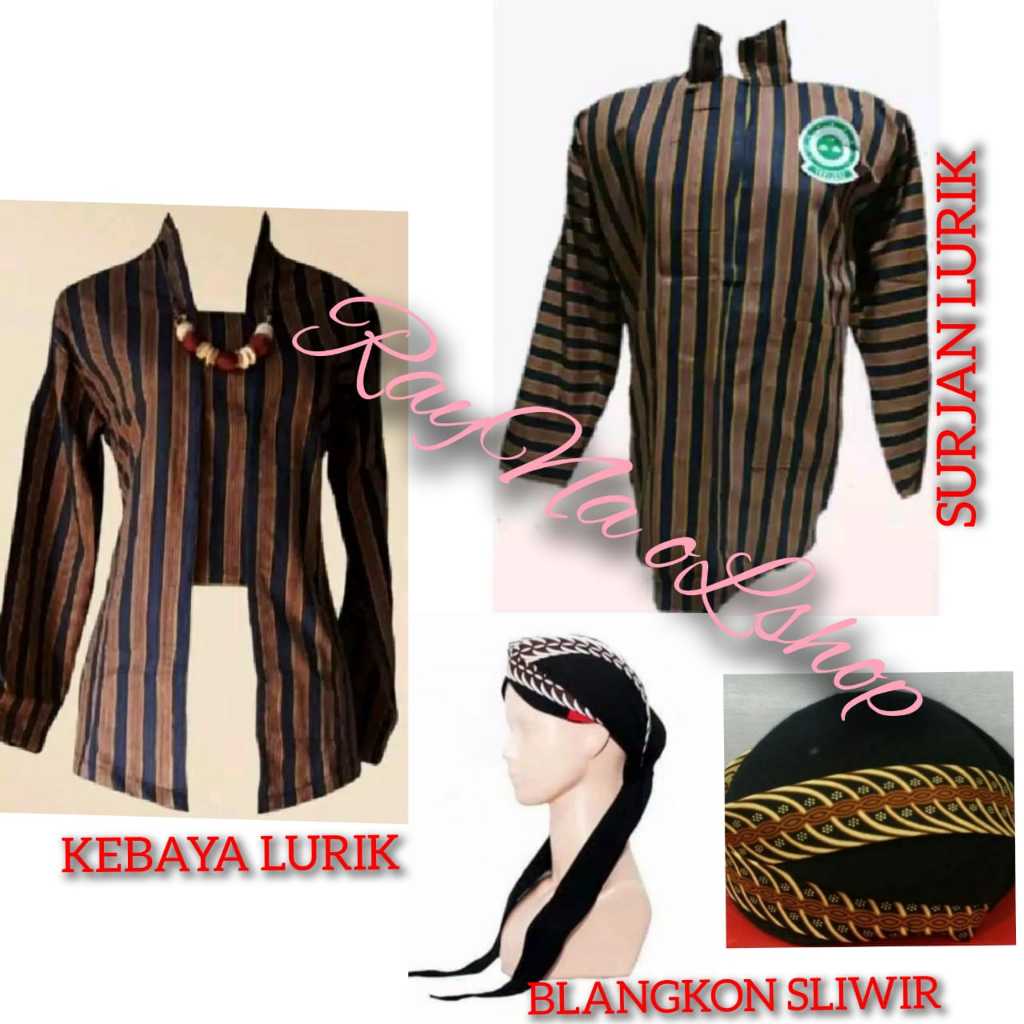 1 SET BAJU COUPLE LURIK TENUN MODERN KLASIK KHAS TRADISIONAL JAWA SOLO JOGJA (KEBAYA LURIK + SURJAN 