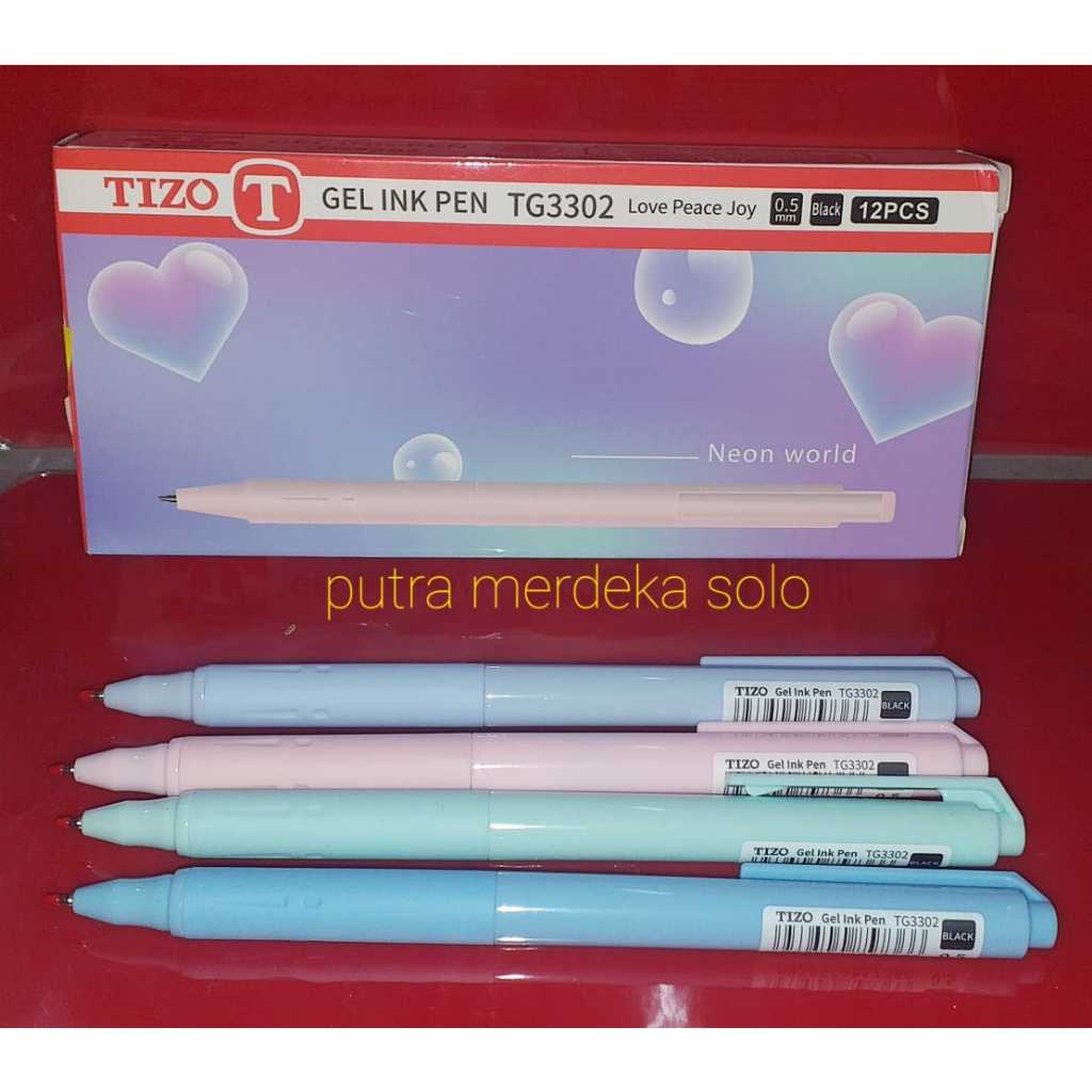 

Ballpoint Gel Ink, Bolpen Gel Klik Tizo TG-3302, Pulpen Gel Fancy Tizo Neon World 0.5mm