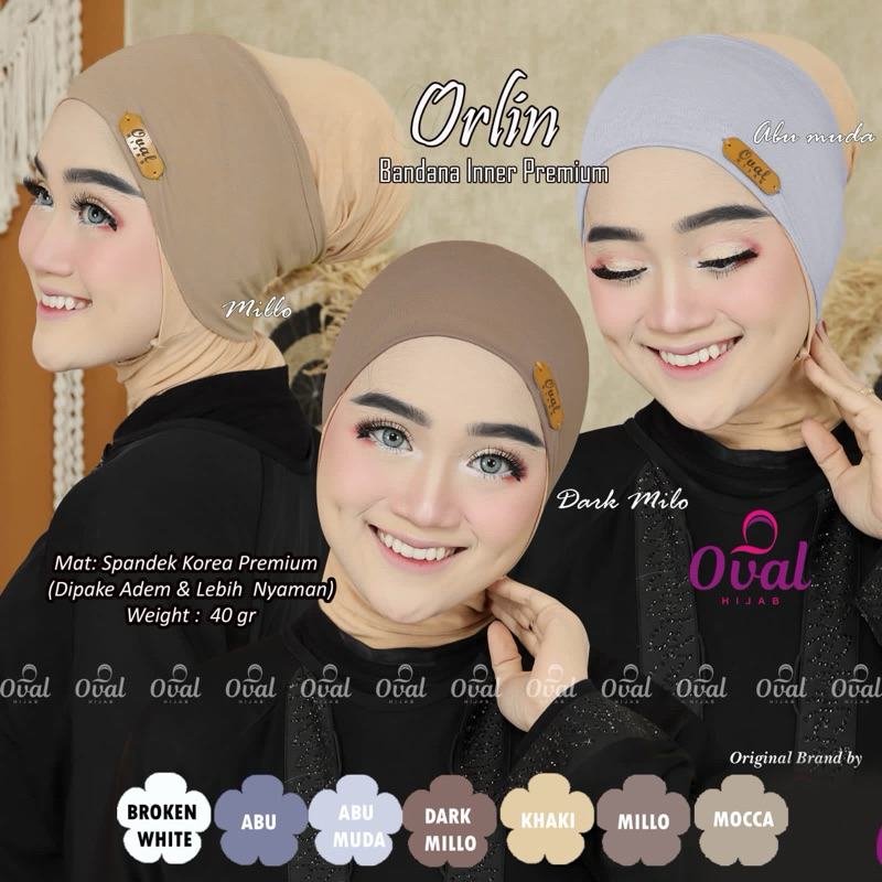 Orlin Bandana inner Premium Original Oval Hijab Ciput Bandana Ciput Inner ciput premium ciput spande
