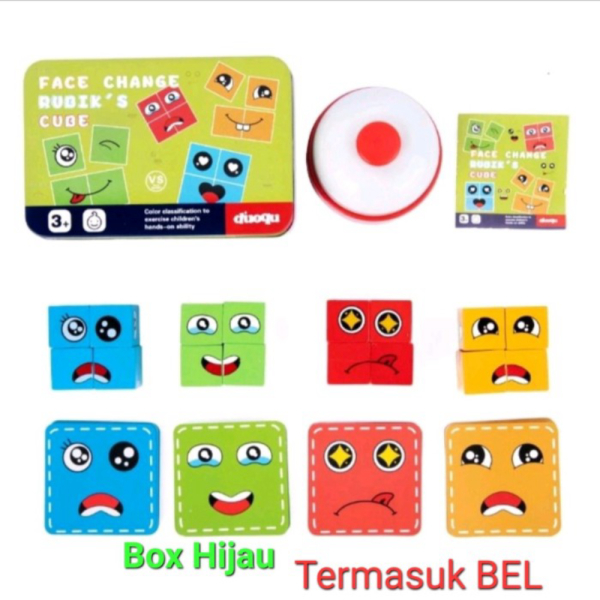 

Mainan Anak Murah Puzzle RUBIK'S Game FACE - Emoticon CHANGE Edukasi Box Dijual Blok CUBE Hijau