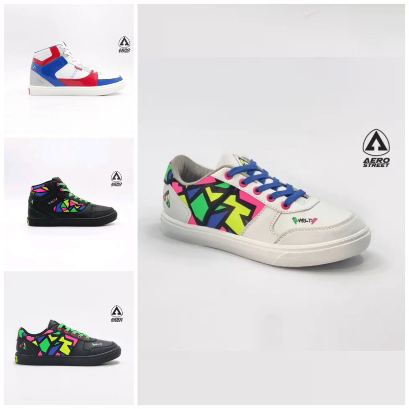 Sepatu Aerostreet Volt Hoops Hitam Putih Hoops Crome Sneakers Produk Lokal Model Kasual Limited Edit