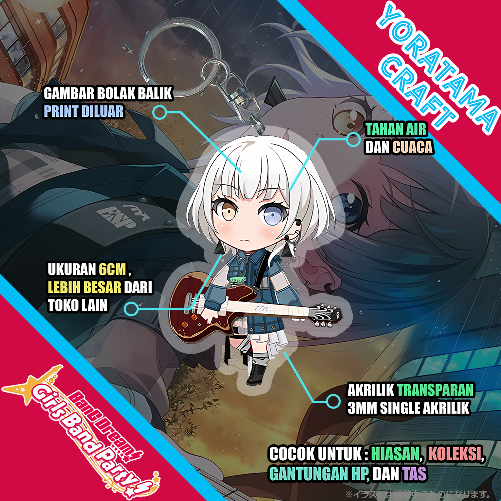 Gantungan Kunci Raana MyGO Bang Dream, Keychain Anime Lucu