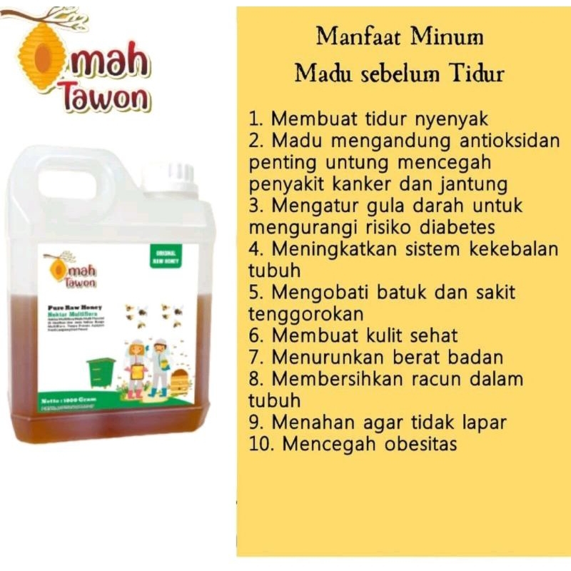 

Madu Murni Multiflora 1 kg Madu Murni Multiflora Bersertifikat Lulus Uji Lab asli original madu Omah Tawon & honeymu 1 kg