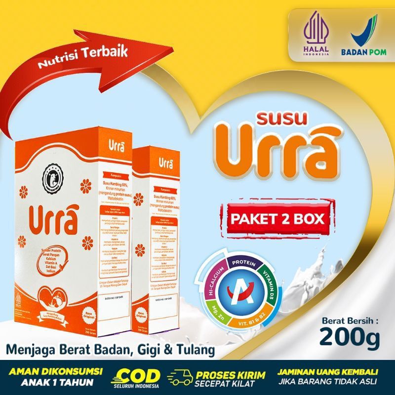 

Paket Hemat 2 box - Susu Kambing Saneen URRA 200gr - Susu Penambah Berat Badan dan Tinggi Badan