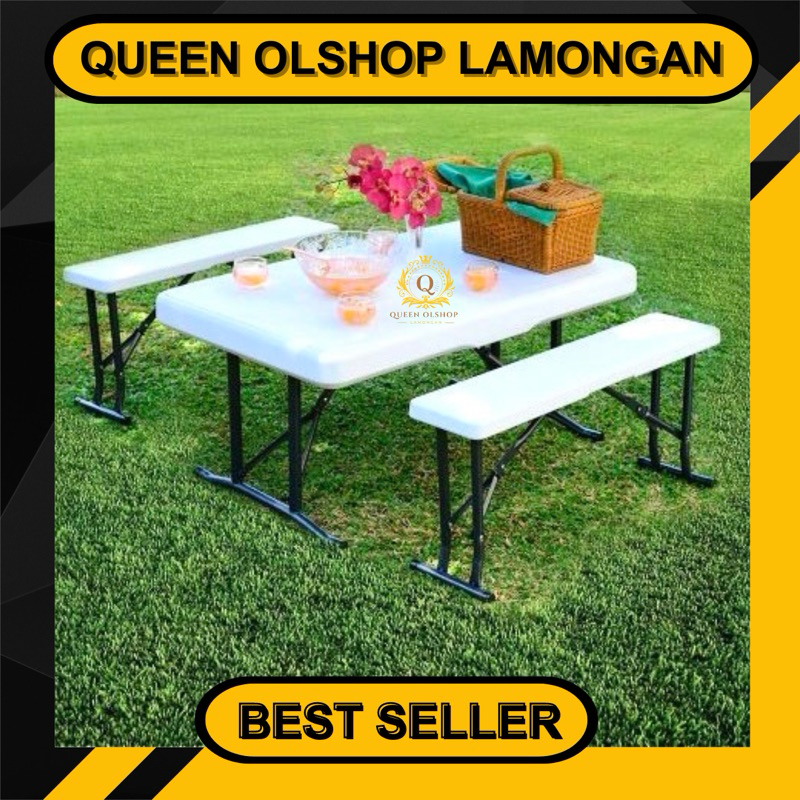 [PROMO] Meja Lipat + Dua Kursi / Set Meja Outdoor / Taman