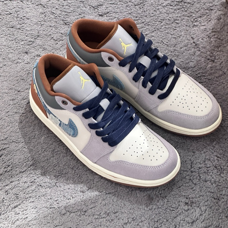 Nike Air Jordan 1 Low SE Phantom Denim Swoosh 100% Authentic