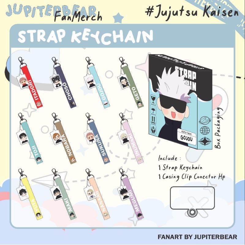 [Jujutsu Kaisen] Strap Keychain Jujutsu Kaisen art by.jupiterbear