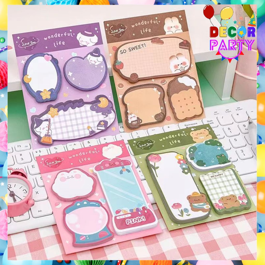 

DP Sticky Notes Karakter Lucu 3IN1 Tempelan Kertas Catatan 60Lembar Notes Kertas Tempel Karakter Bear Cat Rabbit Pembatas Buku Motif Hewan Imut Penanda Buku Memo Stick Stationery Memo Pad Convenience Cute 3 IN 1