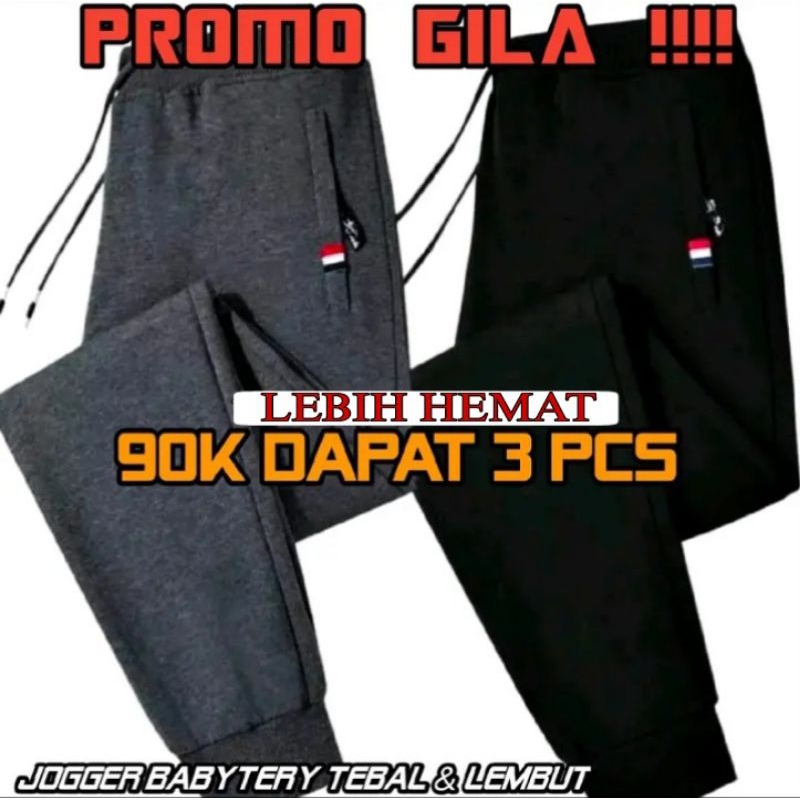 Paket 3pcs Celana Jogger training pria wanita unisex celana olahraga kekinian