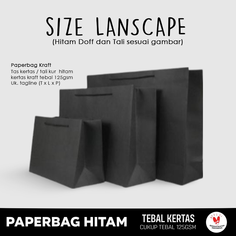 

Paper Bag Hitam Polos (ALL LANSCAPE) Paper Bag Kado Packing Baju, Souvenir / Papper Bag Polos Warna Hitam Jumbo