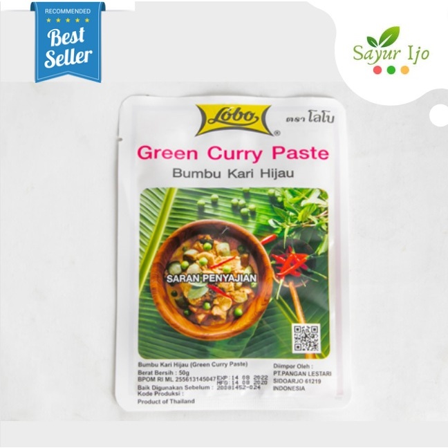 

Lobo Green Curry Paste 50 Gram / Pack Bumbu Rempah Kari Hijau Thailand Masak Instant