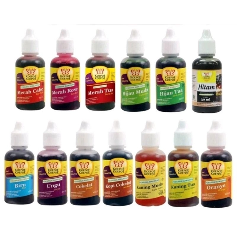 

Pewarna Kupu Kupu Seluruh Warna Lengkap 30 ML