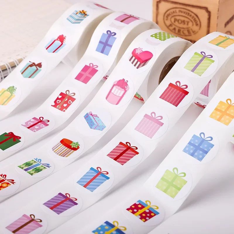 

50 Pcs/500 Pcs - Stiker Deco Motif Kotak Kado