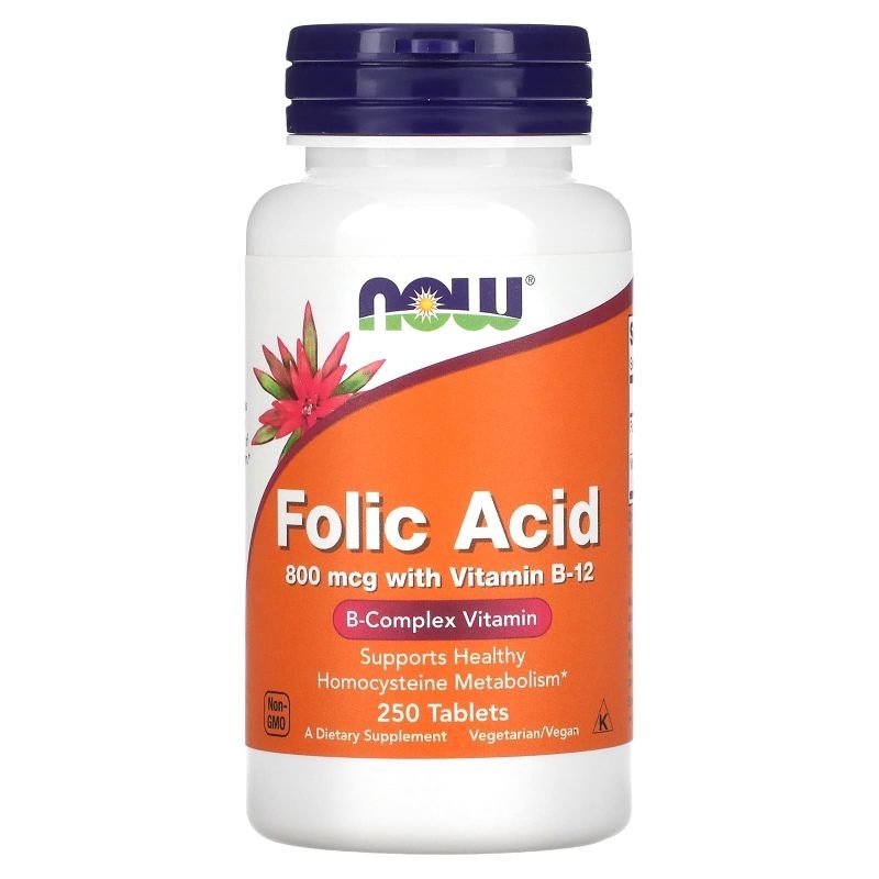 Now Foods Folic Acid, 800 mcg, 250 Tablets