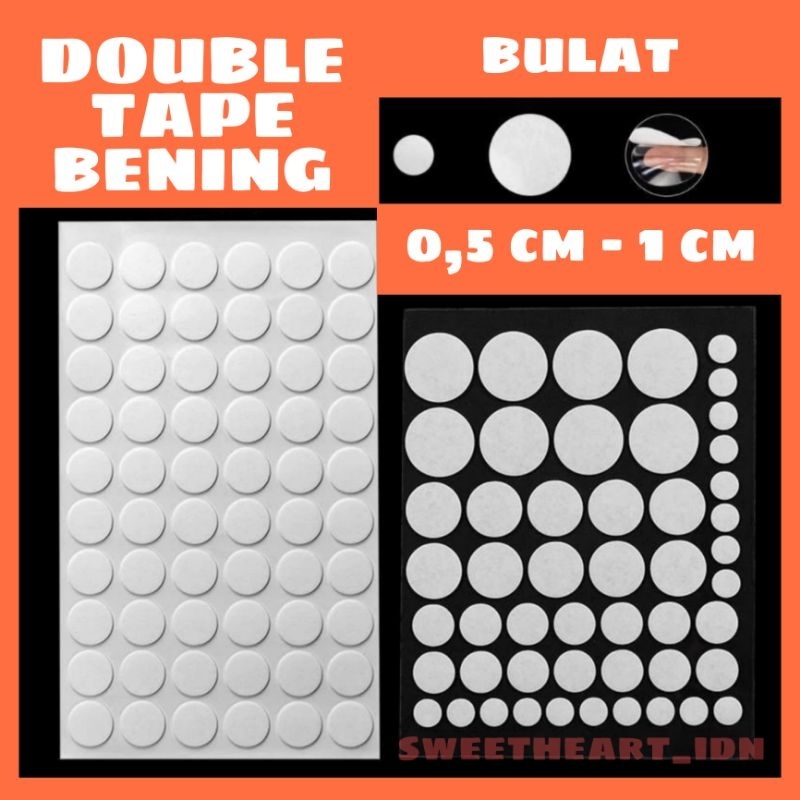Double tape bening 0,5CM, 1CM, 2CM, 3CM / double tape bulat bening