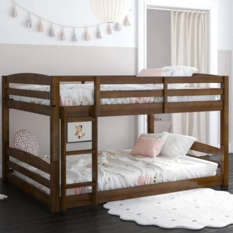 Ranjang Susun Minimalis Kayu Jati, Tempat Tidur Tingkat Jati Tanpa Kaki