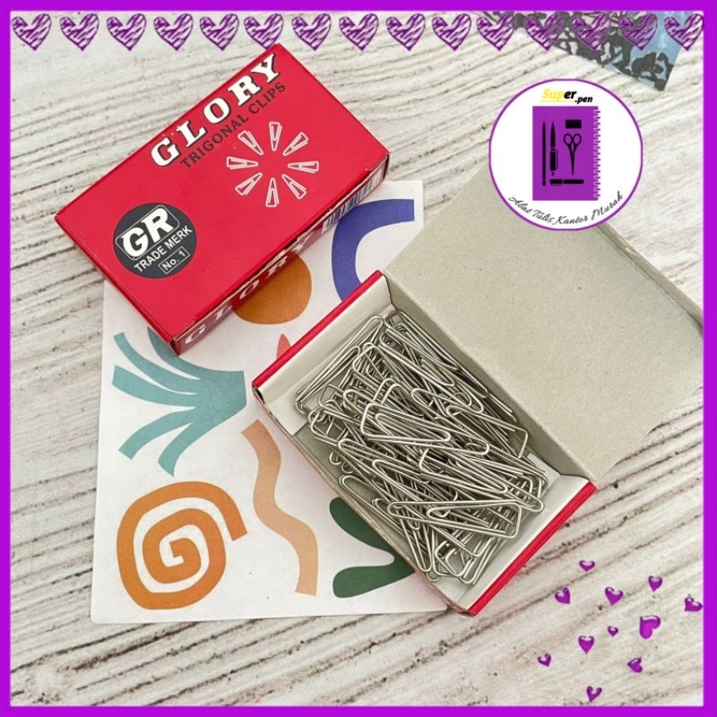 

(1 BOX) penjepit kertas TRIGONAL GLORY klip kertas paper clip segitiga