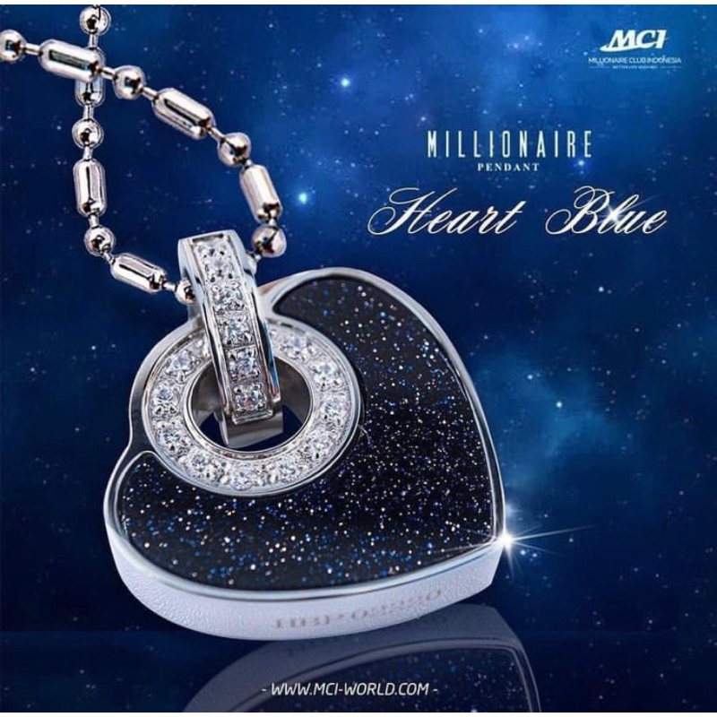 Kalung Pendant Heart Blue Original MCI Segel