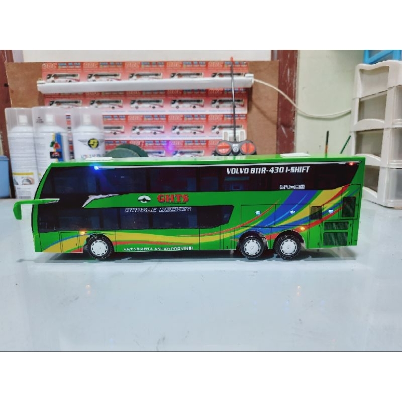 Miniatur Bus RC Gunung Harta GHTS jetbus 5 Double Deck remote control DETIL RAPIH FULL TELOLET FULL 