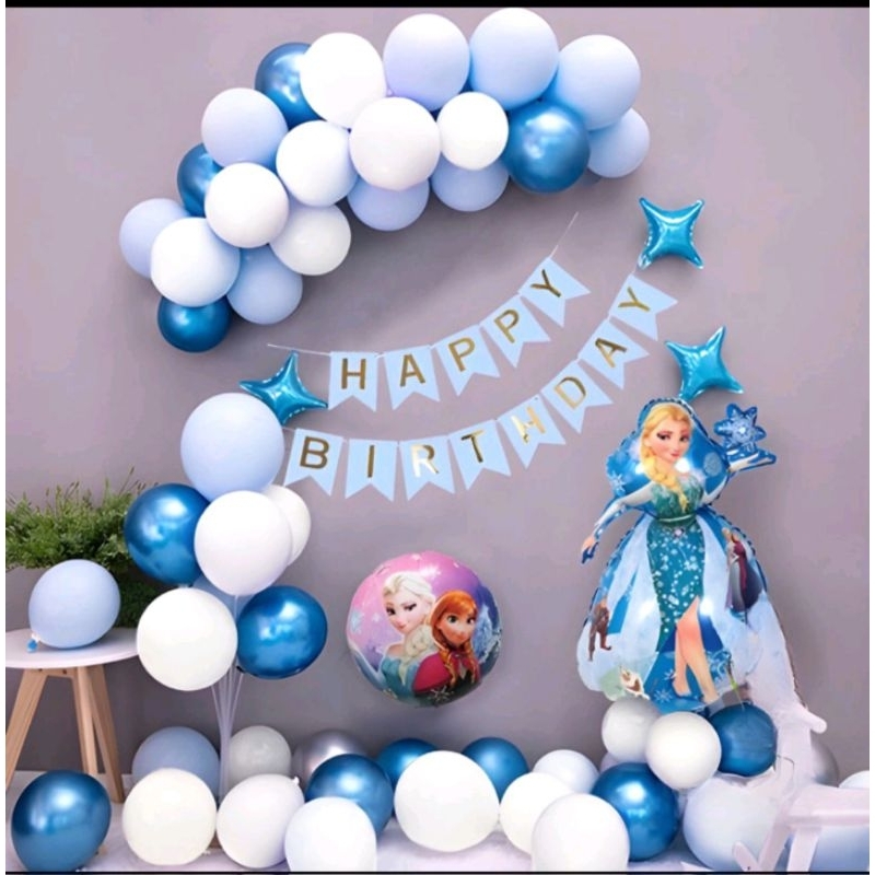 Paket dekorasi simple frozen/paket ulang tahun frozen