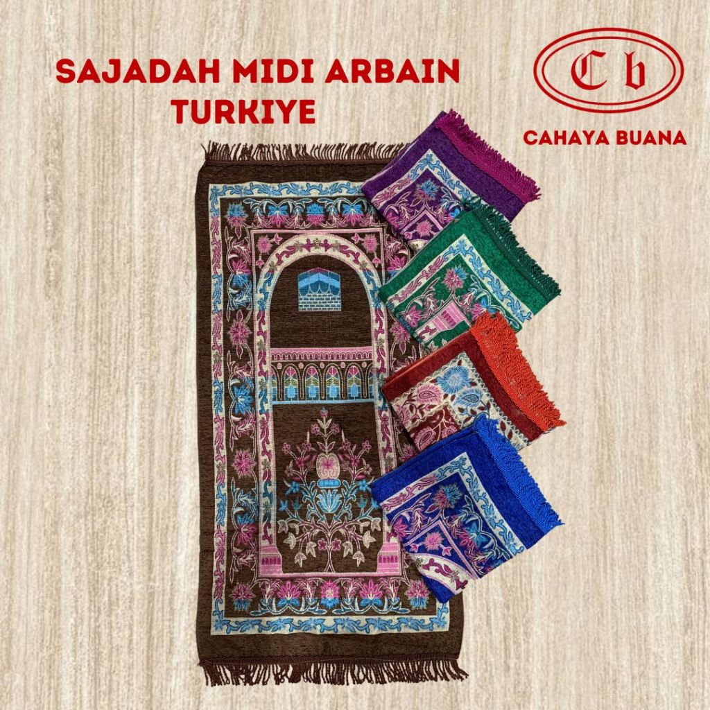 Sajadah Midi Arbain Turkiye Medium / Sajadah Kepang Rumbai Tambang ARBAIN size 50 x 110 cm