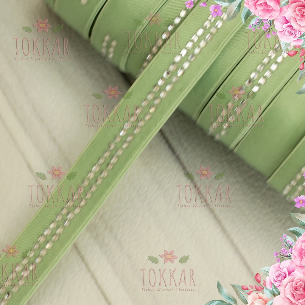 (Per Meter) PD14 Bahan Tali BH Karet BH Dengan Swarovski Lebar 1,4Cm