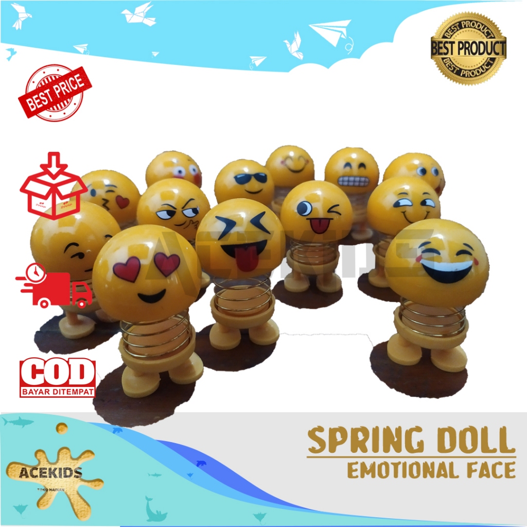 Pajangan Dashboard Mobil Boneka Karakter Emoticon Goyang Kepala Wajah Per Goyang