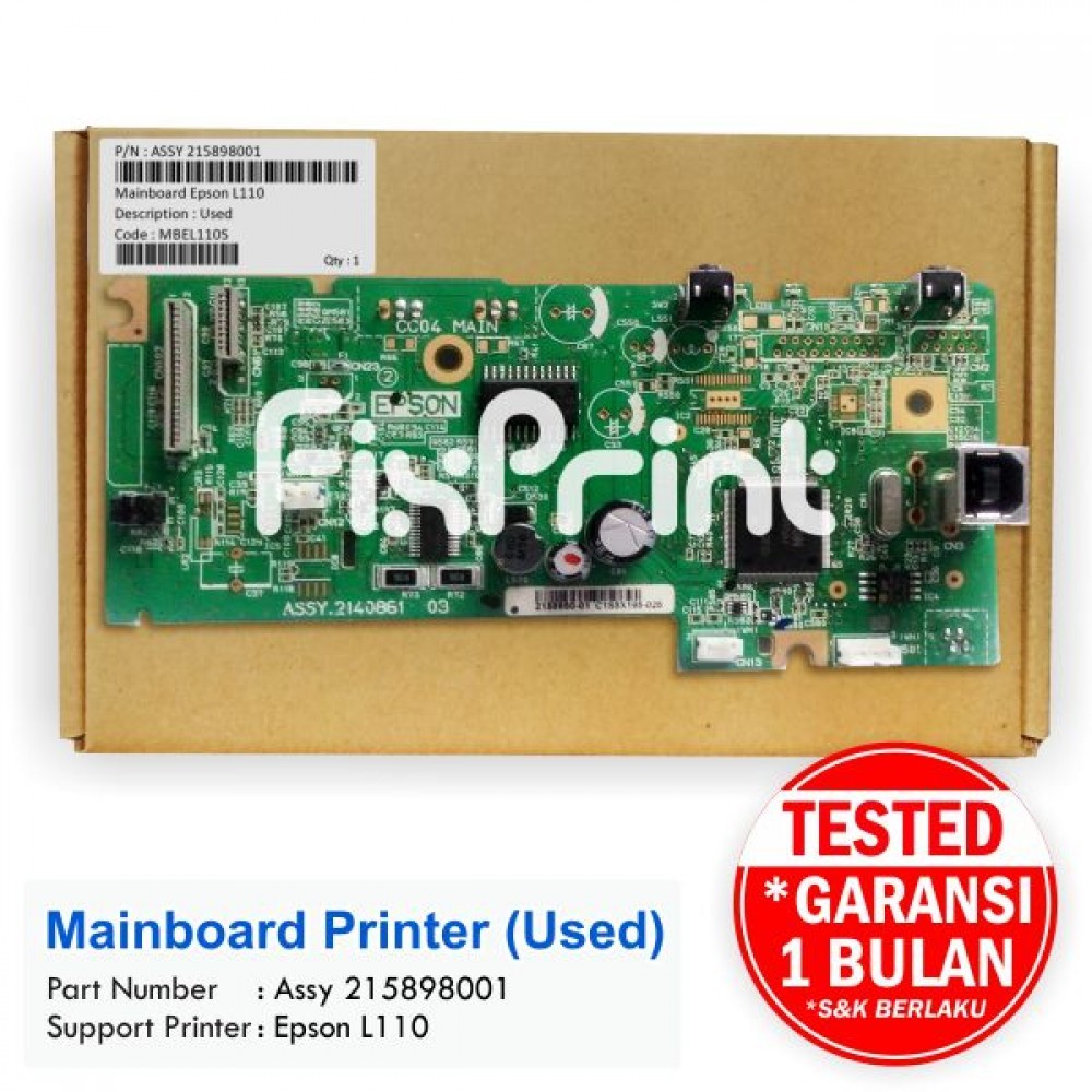Mainboard Printer Epson L110 L210 L220 L300 L310 L350 L355 L360 L365 L550 L555 L565 L1300 Motherboard Epson L110 Original Board Epson L110 Cabutan / Bekas / Used