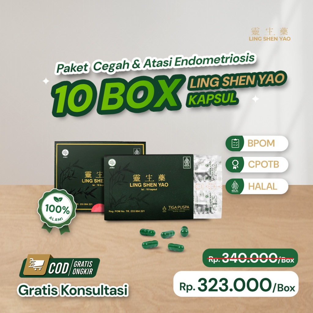 

Paket 10 Strip LING SHEN YAO Kapsul - Herbal Alami bantu Cegah & Atasi Endometriosis