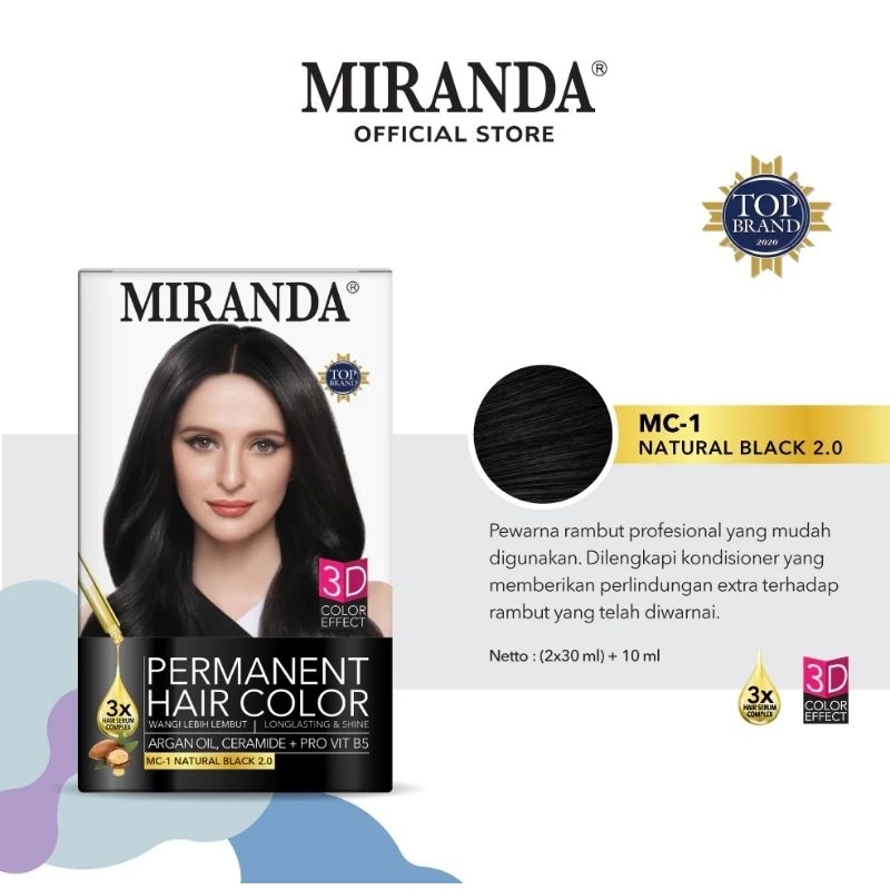MIRANDA Permanent Hair Colour MC-1 Natural Black | Miranda Cat Rambut Hitam | Semir Miranda Hitam
