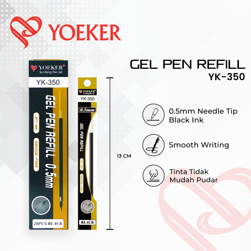 

(1 BOX) Refill Pen Hitam 0.5mm / Isi Pen / Isi Pulpen Gel Yoeker 350
