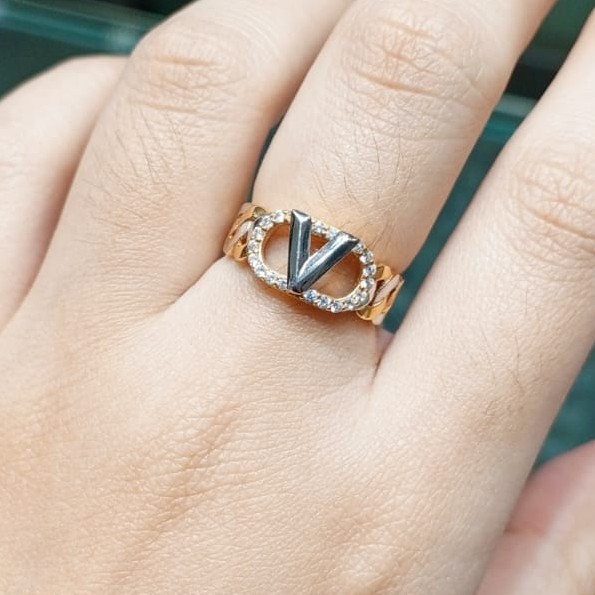 Perhiasan Emas Cincin Wanita Fashion Zircon Emas Kuning UK14 16k 70% 2.49gram (CG157)