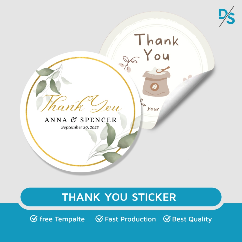 

DSPRINTING - Thank You Sticker Chromo / Label / Stiker Terima Kasih / Ukuran 5 Cm Untuk Packing Produk Custom / Stiker Custom Logo / Jualan Makanan / Free Template Desain
