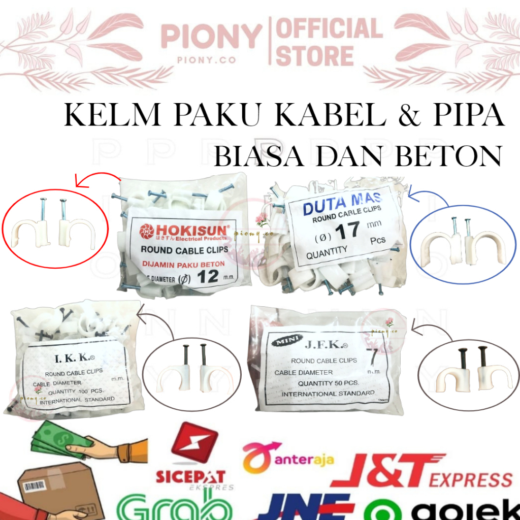 KLEM PAKU KABEL BIASA BETON / KLEM PAKU PIPA  IKK  KLEM PIPA PVC / KLEM PAKU KABEL LISTRIK BETON