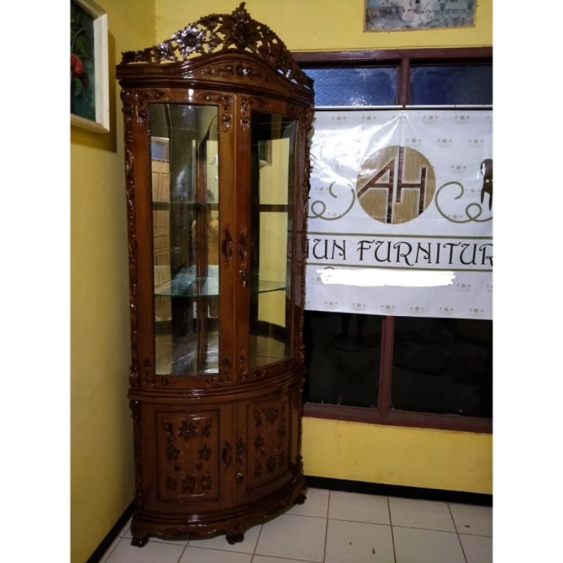 Lemari sudut jati, lemari pojok,lemari hias,ahun furniture