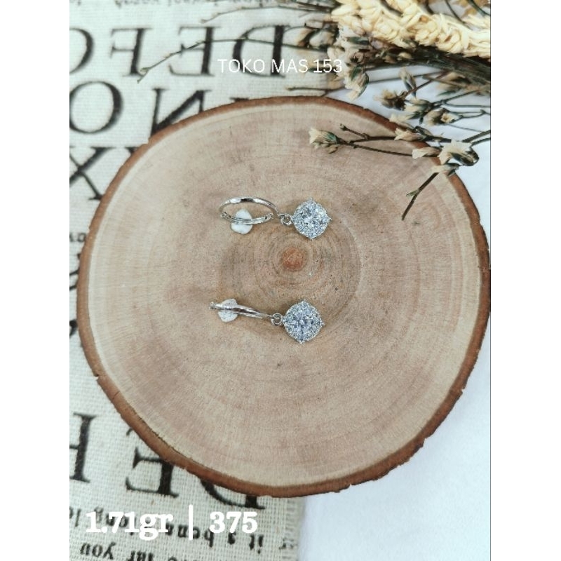 WAJIB TANYA STOK Realpict Anting Jepit mainan bulat mpp Emas Putih Kadar 375