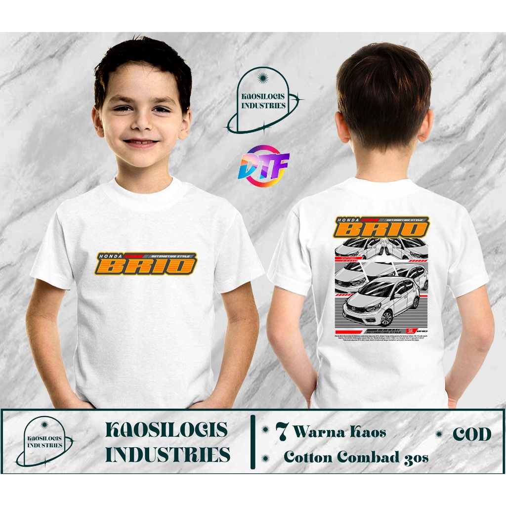 Kaos Anak Honda Brio Lifestyle New  Desain 2023 Automotive Style T-shirt