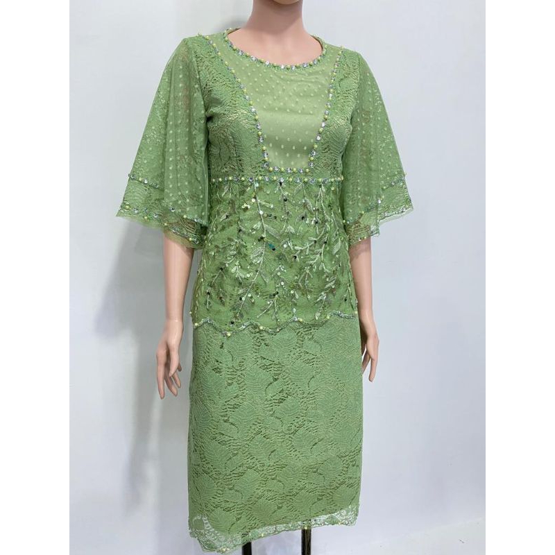 Dress pesta sage green/Dress mutiara premium/Dress kondangan kekinian