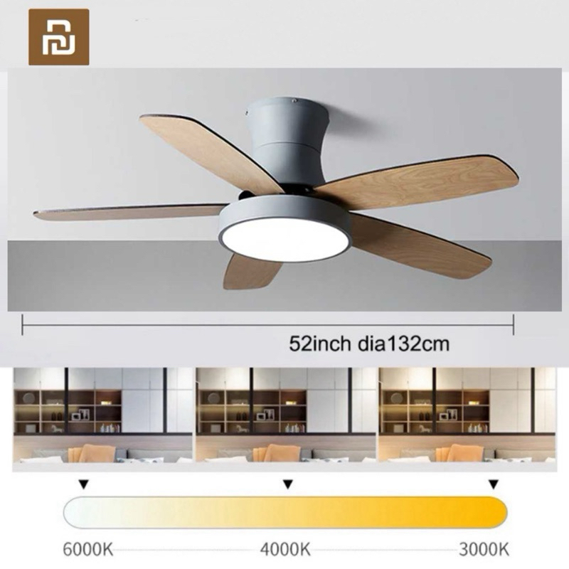Kipas Angin Gantung Plafon Ceiling Fan 52 Inch 2 in 1 Lampu LED Light With Remote controll Wireless 