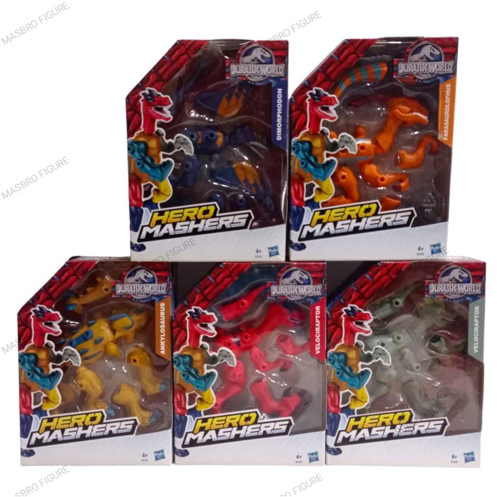 Hasbro Jurassic World Hero Mashers Parasaurolophus velociraptor