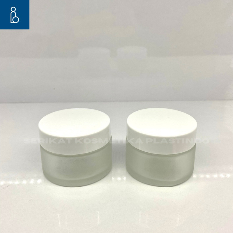 POT CREAM 30GR POT SPATULA PUTIH WHITE 30GRAM POT KRIM 30 GR JAR KOSMETIK FROSTED SEPATULA