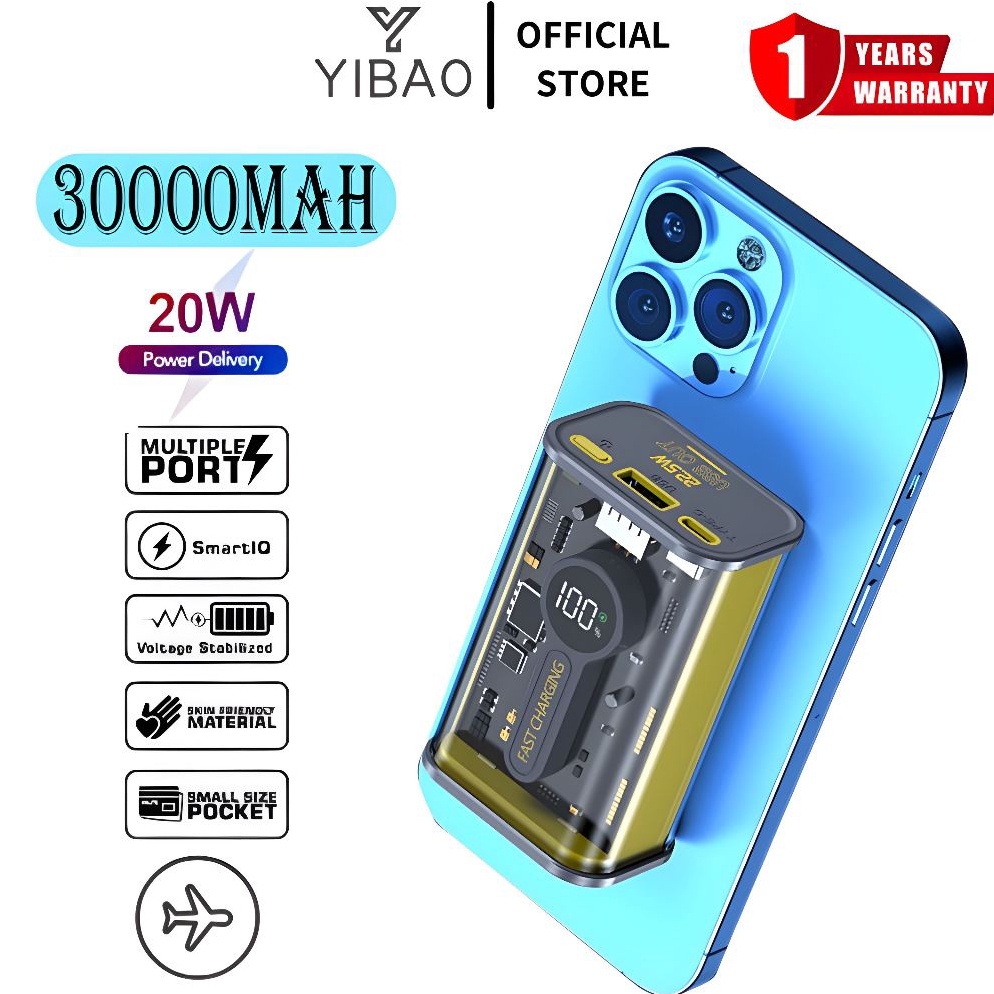 YIBAO PowerBank 3mah Transparan Fast Charging