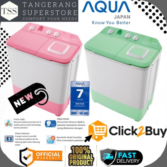 AQUA MESIN CUCI QW-761XT 761XT QW761 TWIN TUB 7KG HIJAB SERIES SUPER LOW WATT AQUA MESIN CUCI